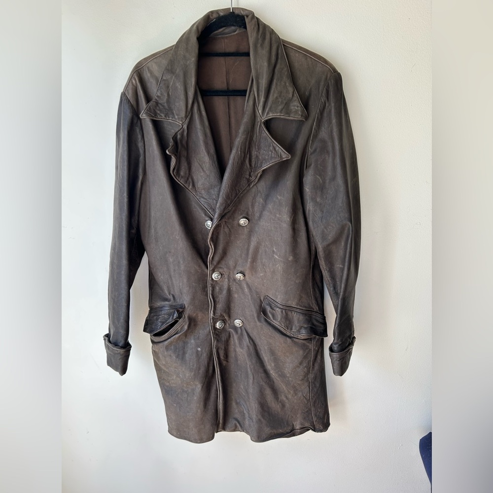 Distressed Leather Coat